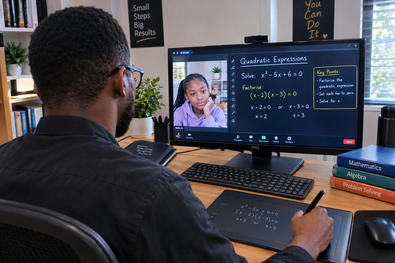 TotalGenius Academy Specialist Tutor conducting live 1-on-1 session